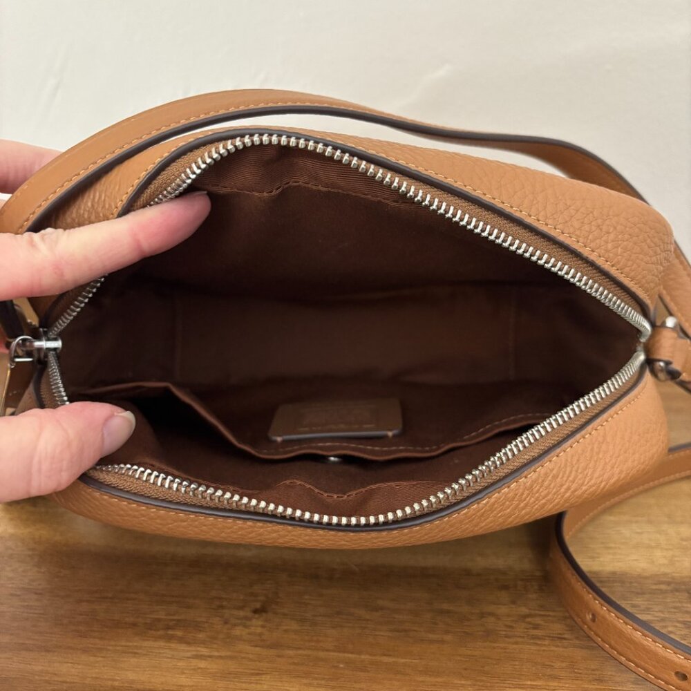 Coach Tan Pebbled Leather Crossbody Bag - Picture 9 of 10